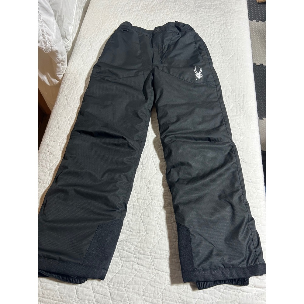 Spyder Black Kids Snow Pants with White Spider Logo